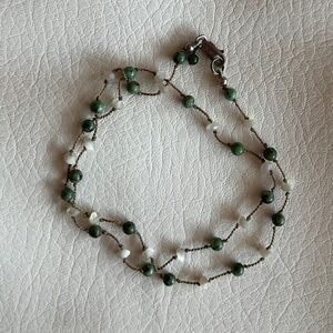 vintage (00s) | turquoise + MOP beaded necklace w. sterling hardware